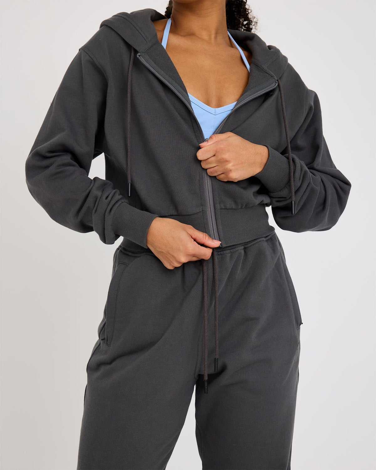 Core Classic Cropped Hoodie med dragkedja