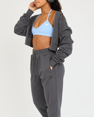 Core Classic Cropped Hoodie med dragkedja